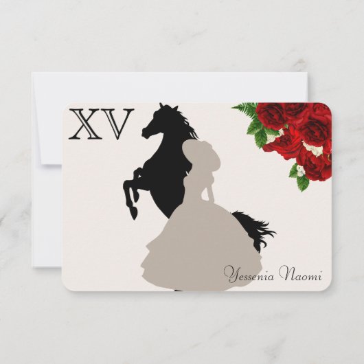 Red Rose Floral Mariachi Quinceanera RSVP Kaartje (Achterkant)