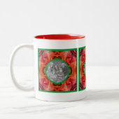 Red Rose Floral Natuur Lijst Uw foto toevoegen Tweekleurige Koffiemok (Links)