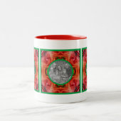 Red Rose Floral Natuur Lijst Uw foto toevoegen Tweekleurige Koffiemok (Center)