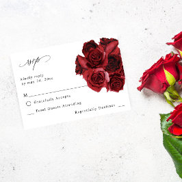 Red Rose Floral no Meal RSVP Kaartje