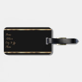 Red Rose Floral op zwart Bagagelabel (Achterkant horizontaal)