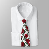 Red Rose Floral Pattern Stropdas (Gebonden)