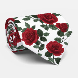 Red Rose Floral Pattern Stropdas