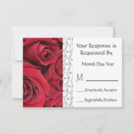 Red Rose Floral RSVP-kaart RSVP Kaartje (Voorkant)