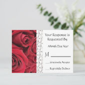 Red Rose Floral RSVP-kaart RSVP Kaartje (Staand voorkant)