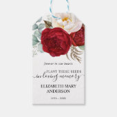 Red Rose Floral Seed Packet Memorial Funeral Cadeaulabel (Voorkant)