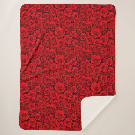 Red Rose Floral Sherpa Blanket Deken (Voorkant)