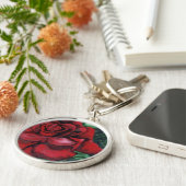 "Red Rose" Floral Sleutelhanger (Zijkant)
