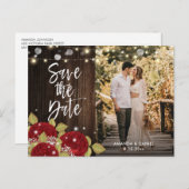 Red Rose Floral sparen de datum Foto Briefkaarten (Voorkant / Achterkant)