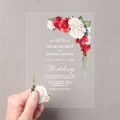 Red Rose Floral Wedding Acryl Uitnodigingen (Insitu (Draagbaar))