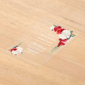 Red Rose Floral Wedding Acryl Uitnodigingen (Laagn)