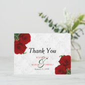 Red Rose Floral Wedding - Dank je Bedankkaart (Staand voorkant)