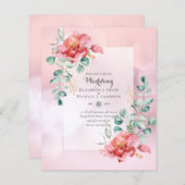 Red Rose Floral Wedding Invitation (Voorkant / Achterkant)