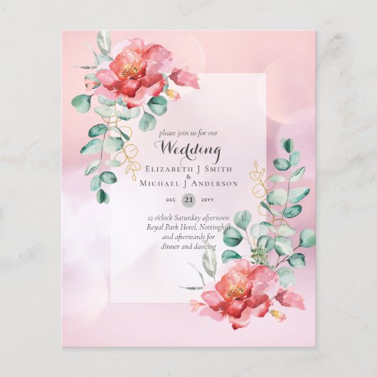 Red Rose Floral Wedding Invitation (Voorkant)