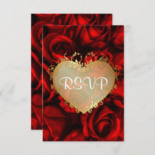 Red Rose Floral Wedding RSVP (Voorkant / Achterkant)