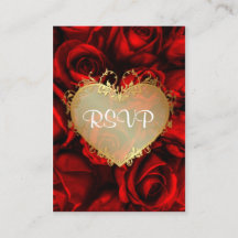 Red Rose Floral Wedding RSVP