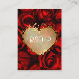 Red Rose Floral Wedding RSVP Informatiekaartje