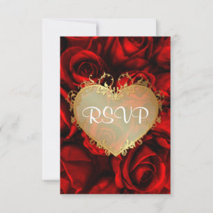 Red Rose Floral Wedding RSVP Kaartje
