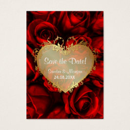 Red Rose Floral Wedding Save the Date Visitekaartjes