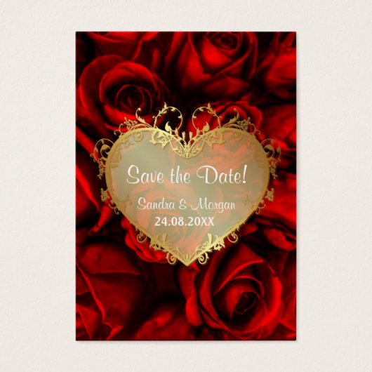 Red Rose Floral Wedding Save the Date Visitekaartjes (Voorkant)