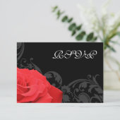 Red Rose Flourish Wedding RSVP-reactiekaart RSVP Kaartje (Staand voorkant)