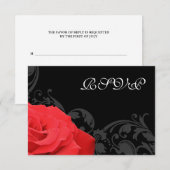 Red Rose Flourish Wedding RSVP-reactiekaart RSVP Kaartje (Voorkant / Achterkant)