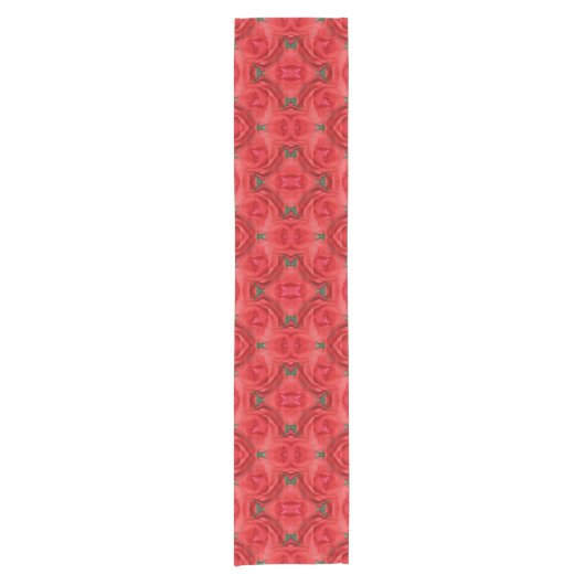 Red Rose Flower Abstract Natuur Pattern Korte Tafelloper (Voorkant)