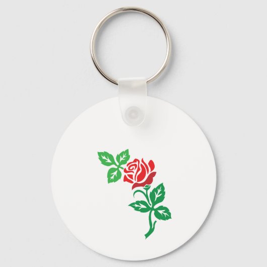 Red Rose Flower Design – Classic Floral Beauty Sleutelhanger (Voorkant)