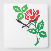 Red Rose Flower Design – Classic Floral Beauty Vierkante Klok (Voorkant)