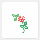 Red Rose Flower Design – Classic Floral Beauty Vierkante Sticker (Voorkant)