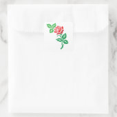 Red Rose Flower Design – Classic Floral Beauty Vierkante Sticker (Tas)