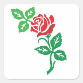 Red Rose Flower Design – Classic Floral Beauty Vierkante Sticker