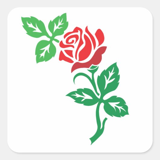 Red Rose Flower Design – Classic Floral Beauty Vierkante Sticker (Voorkant)