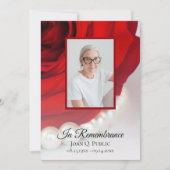 Red Rose Flower en Pearls Death Jubileum Kaart (Voorkant)