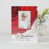 Red Rose Flower en Pearls Death Jubileum Kaart (Staand voorkant)