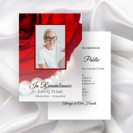 Red Rose Flower en Pearls Death Jubileum Kaart