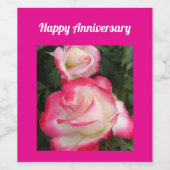 Red Rose Flower Floral Happy Anniversary Wijn Etiket (Enkel label)