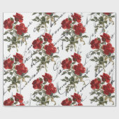 Red Rose Flower French Script Valentijn Cadeaupapier (Vlak)