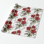 Red Rose Flower  French Script Valentijn Cadeaupapier (Uitgerold)