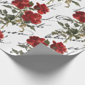 Red Rose Flower French Script Valentijn Cadeaupapier (Hoek)