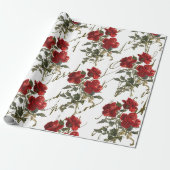 Red Rose Flower  French Script Valentijn Wr Cadeaupapier (Uitgerold)