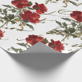 Red Rose Flower French Script Valentijn Wr Cadeaupapier (Hoek)