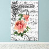 Red Rose Flower Garden ARt Canvas Afdruk (Insitu (Houten vloer))