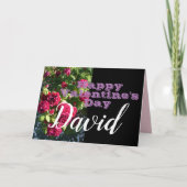Red Rose Flower Happy Valentines Day Mans Name Kaart (Voorkant)