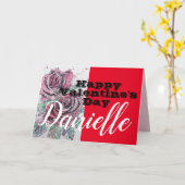 Red Rose Flower Happy Valentines Day Vrouwen Naam Kaart (Gele Bloem)