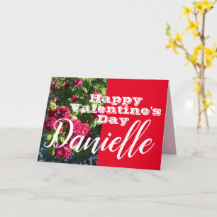 Red Rose Flower Happy Valentine's Day Womans Name Kaart