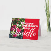 Red Rose Flower Happy Valentine's Day Womans Name Kaart (Voorkant)