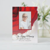 Red Rose Flower Parels Begrafenismonument Sympathi Bedankkaart (Staand voorkant)