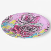 Red Rose Flower Pattern Art Paper Party Bord (Gekanteld)