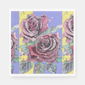 Red Rose Flower Pattern Paarse Papieren Feest Servet (Voorkant)